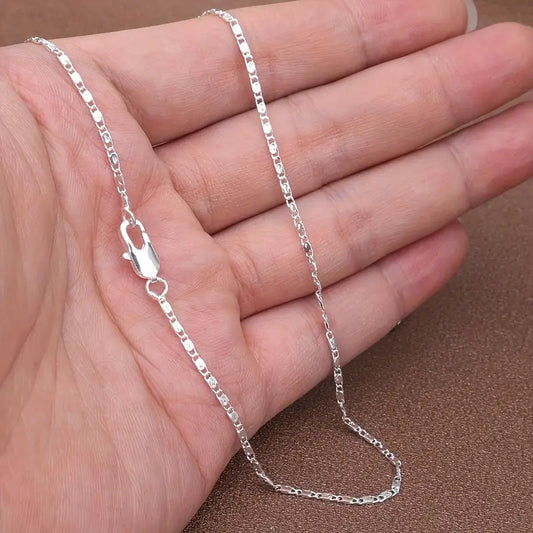 Collana Elegante con Ciondolo Stella Placcata Argento – Catena Piatta 2mm