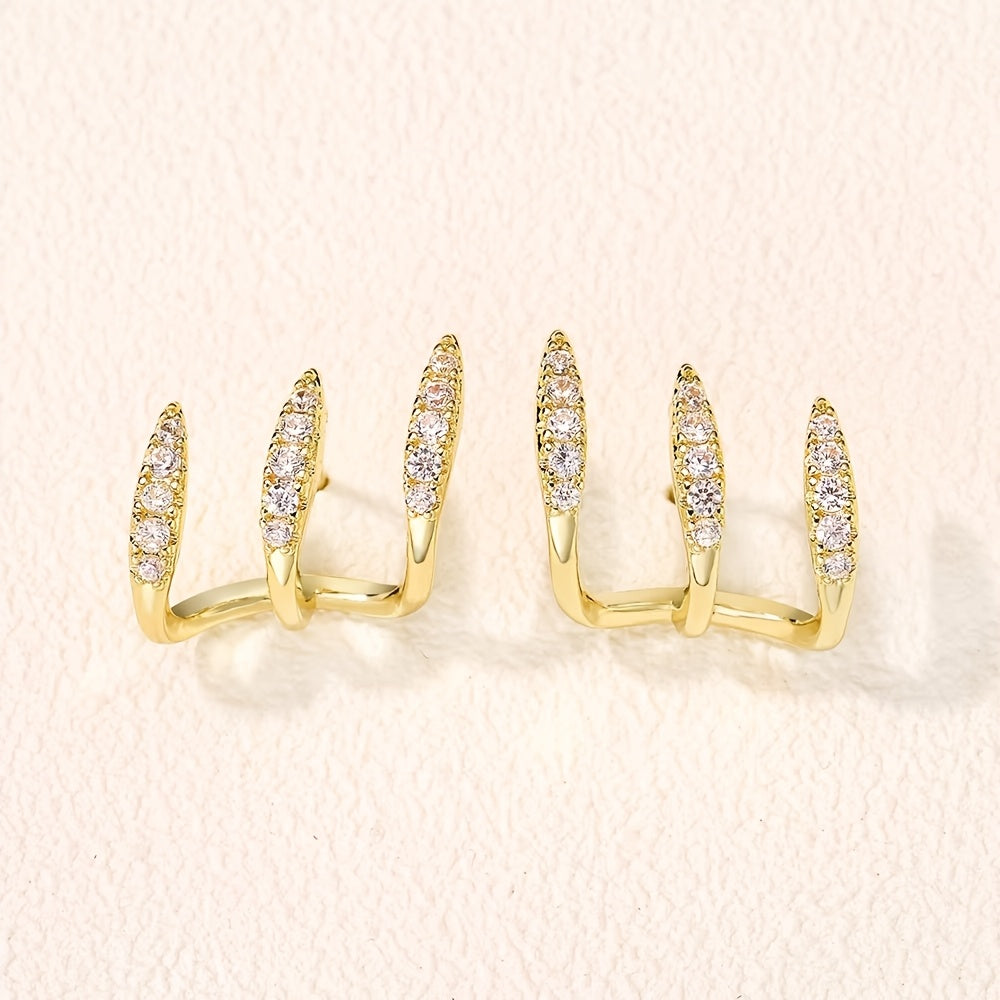 Orecchini a bottone eleganti in strass con tre griffe