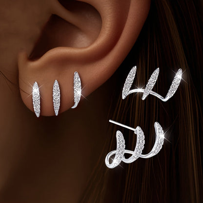 Orecchini a bottone eleganti in strass con tre griffe