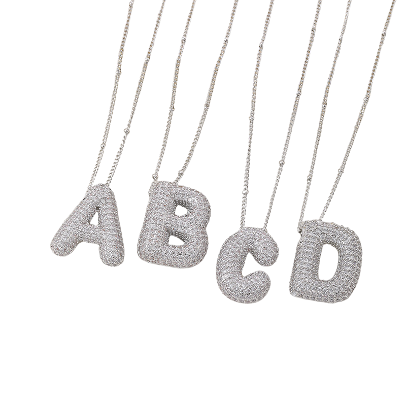 Set di collane con iniziali Bubble Letter | Oro bianco