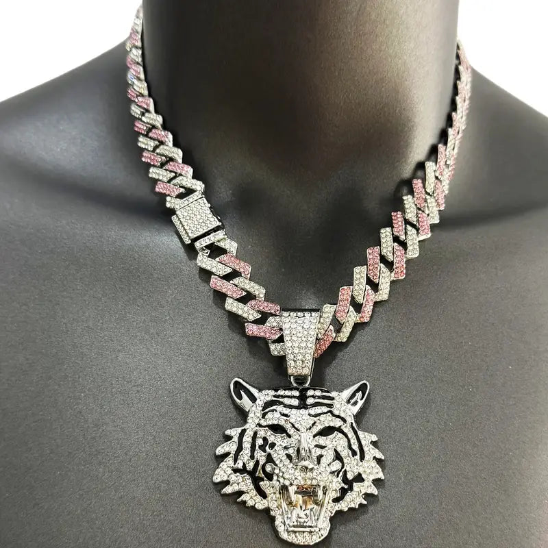 Collana da Uomo con Ciondolo Tigre Placcata Oro