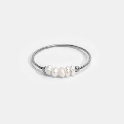 Anello classico perle d'acqua dolce e argento