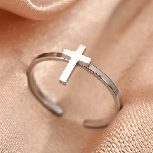 Anello croce aperta in acciaio inossidabile