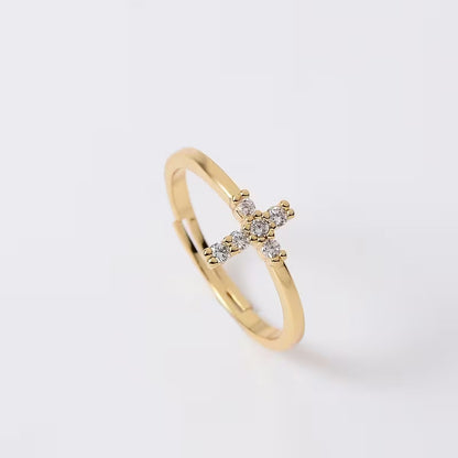 Anello croce aperta con zircone