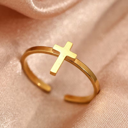 Anello croce aperta in acciaio inossidabile