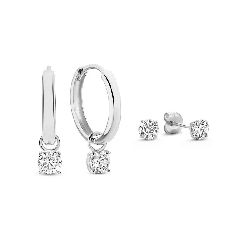 Set di orecchini pietra Larmes de Lune | Oro bianco