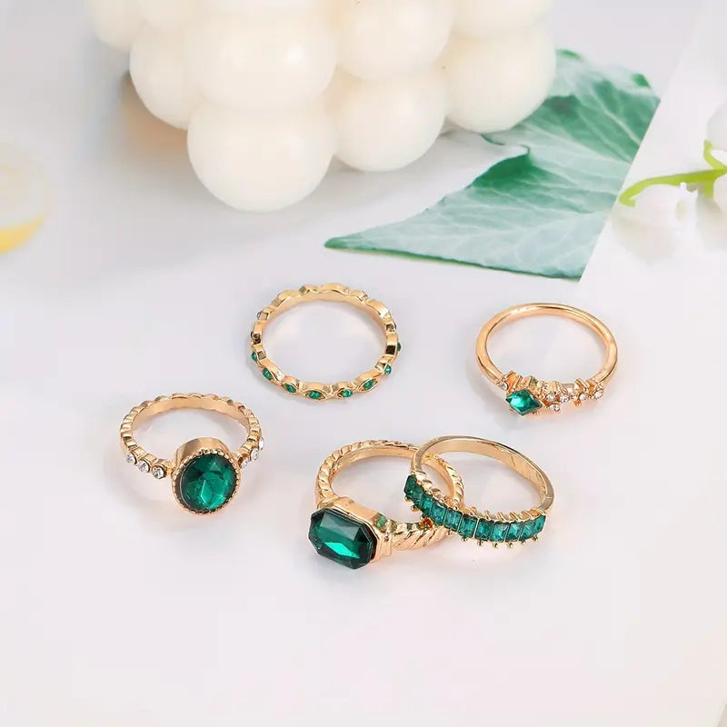 Set squisito di anelli smeraldo Zarina | Oro