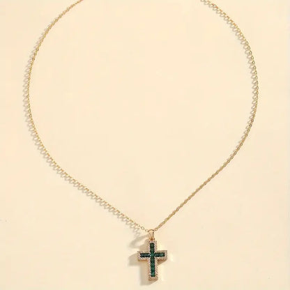 Collana con ciondolo croce smeraldo Solene | Oro