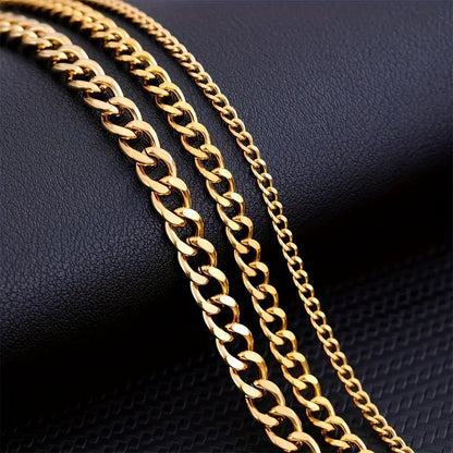 Collana a Catena Cubana Minimalista da Uomo