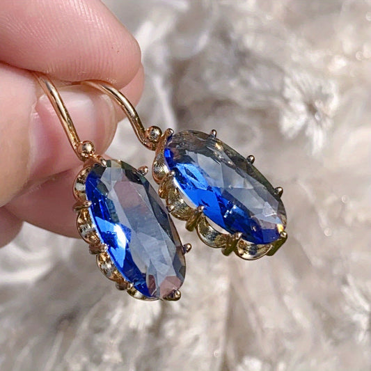 Orecchini fiore blu dorato | Oro