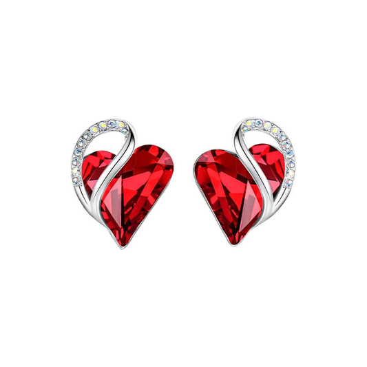 Orecchini cuore infinito rubino | Oro bianco