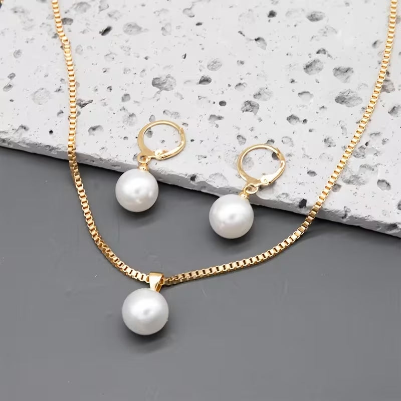 Set 3 pezzi collana e orecchini di perle
