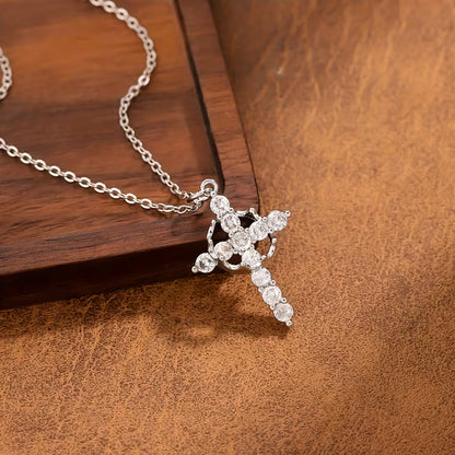 Collana croce corona in acciaio al titanio