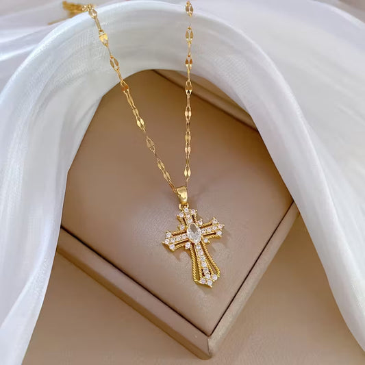 Collana croce moderna in acciaio inossidabile