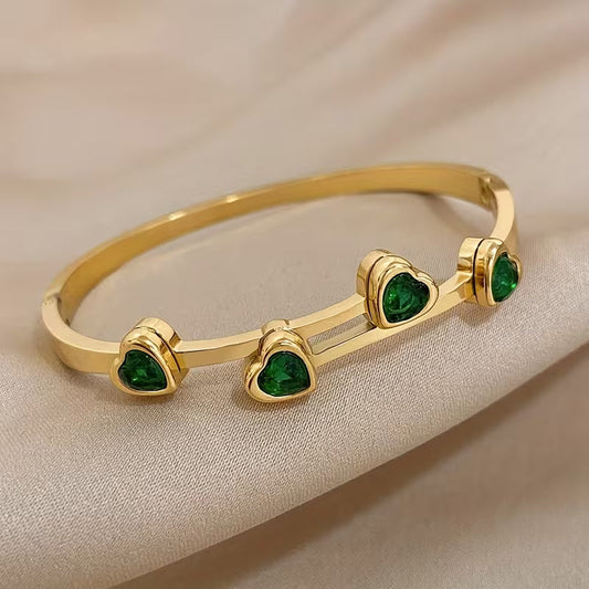Bracciale Cuori Verdi | Oro