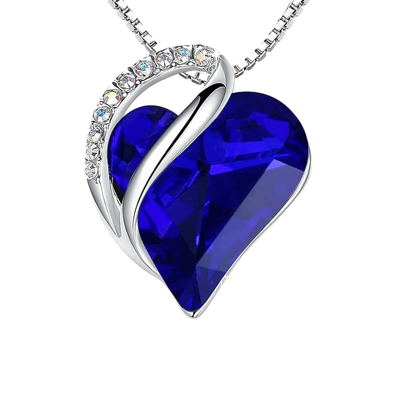 Collana cuore infinito di zaffiro | Oro bianco