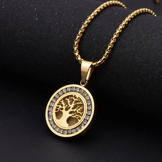 Collana Lussuosa Albero della Vita in Oro con Zirconi