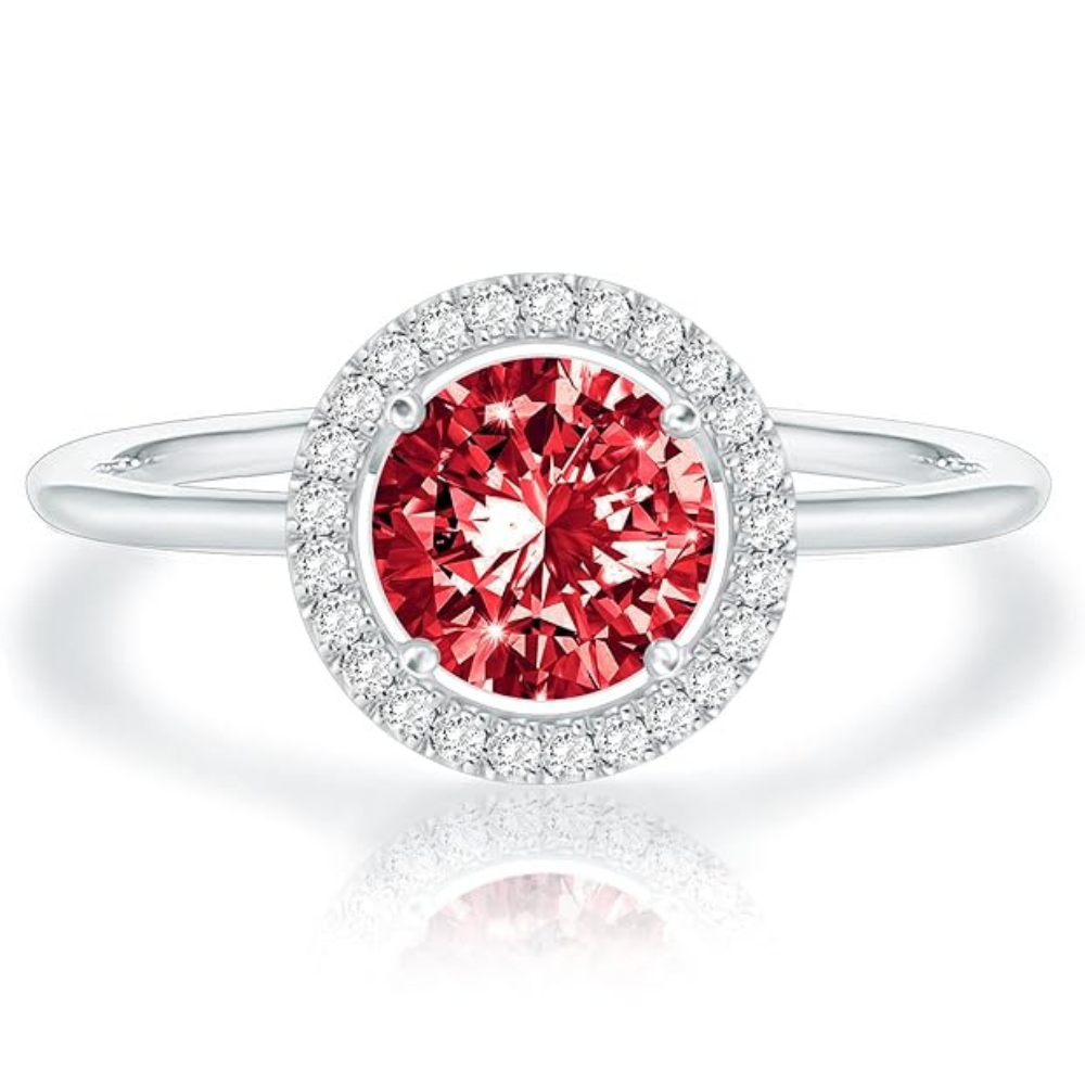 Anello promessa Crimson Glow con rubino | Oro bianco