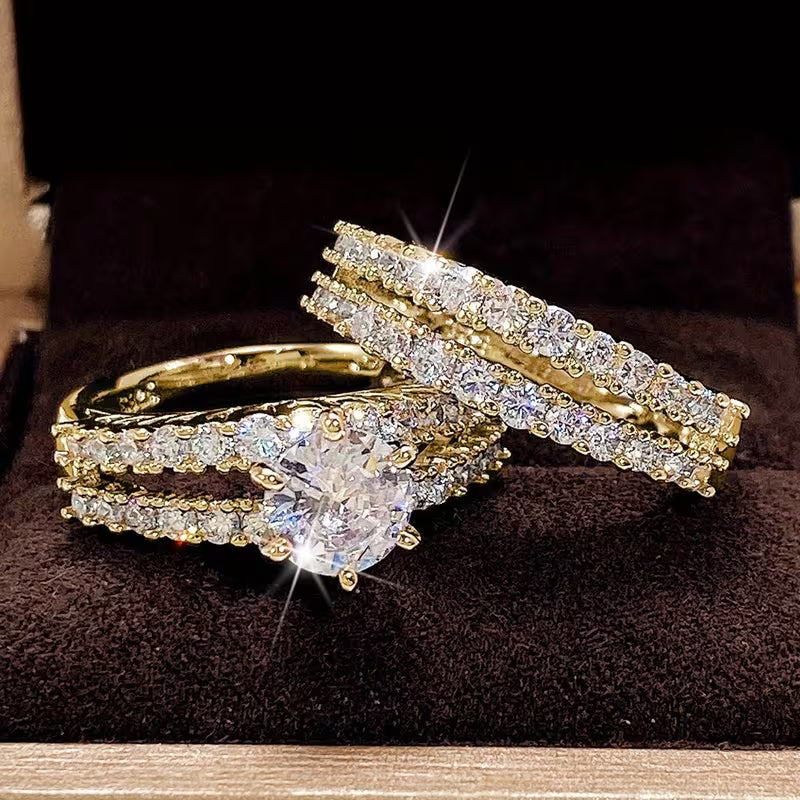 Set 2 fedi nuziali con zircone