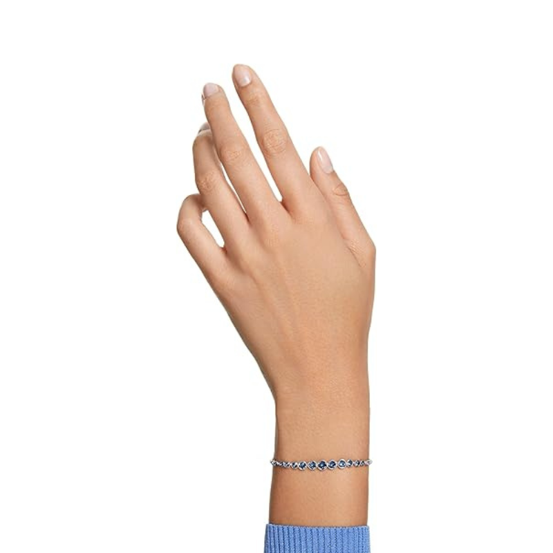 Bracciale tennis di zaffiro taglio tondo | Oro bianco