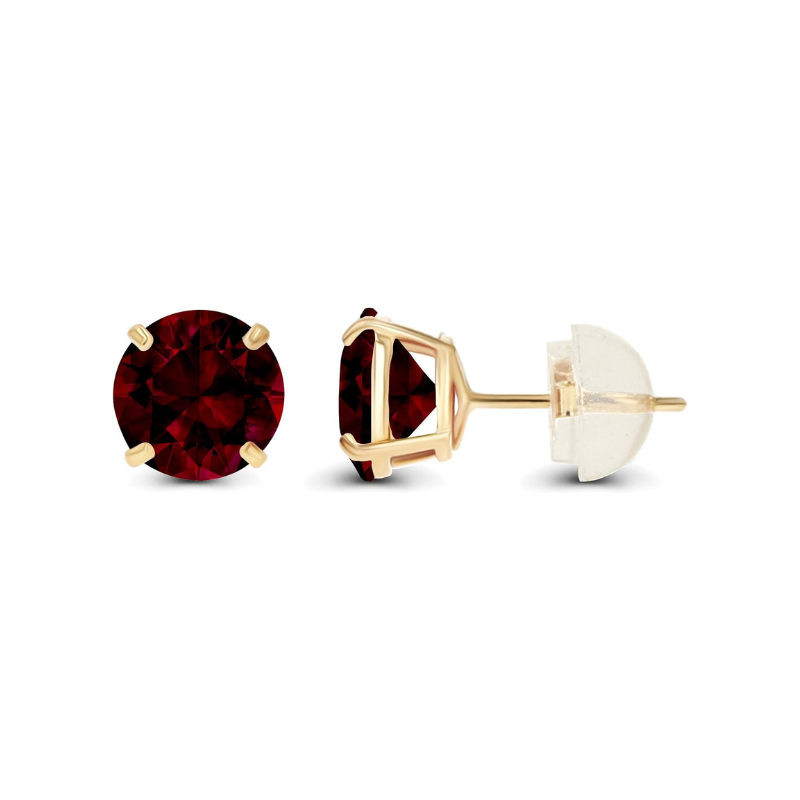 Orecchini stud tondi rubino | Oro