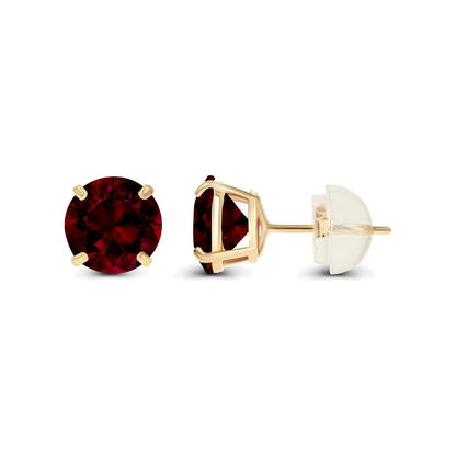 Orecchini stud tondi rubino | Oro