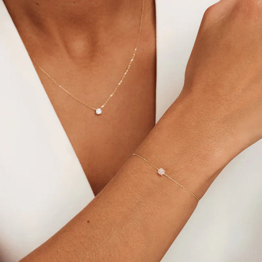 Set con Pietra di Moissanite Cléa | Dorato