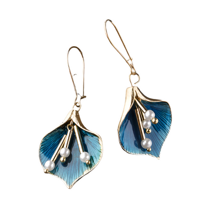 Orecchini Fiore di Loto Blu Argento Vintage