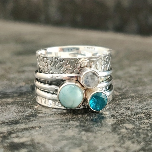 Anello Vintage con Pietra Colorata Naturale