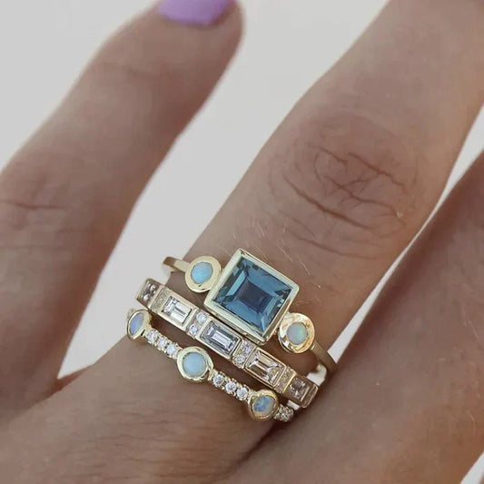 Anello Vintage in Cristallo Blu Placcato Argento