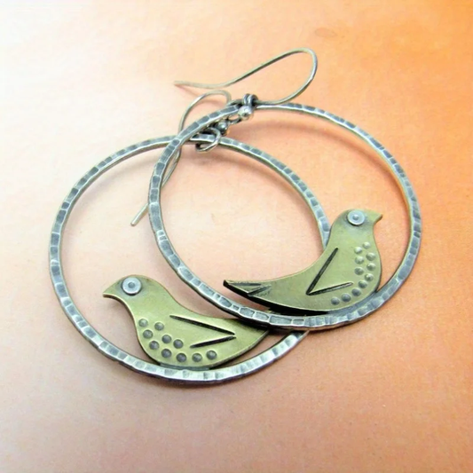 Orecchini uccello verde cavo vintage