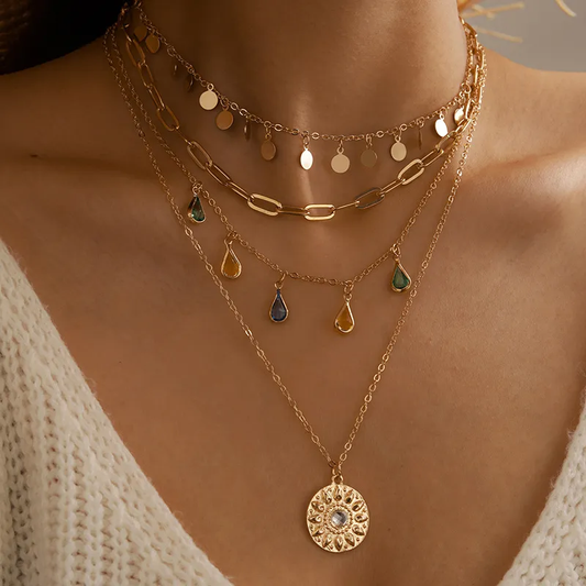 Collana Sole Dorata Vintage