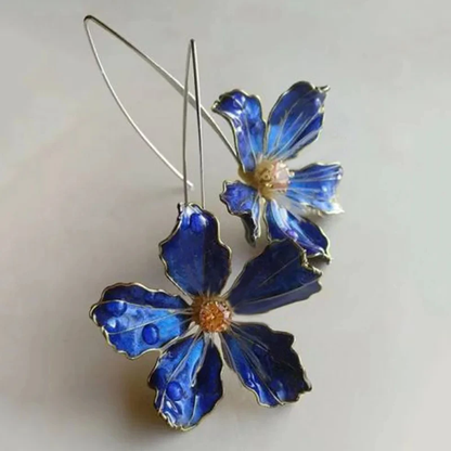 Orecchini vintage fiori blu