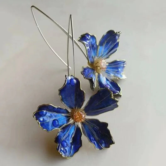 Orecchini vintage fiori blu