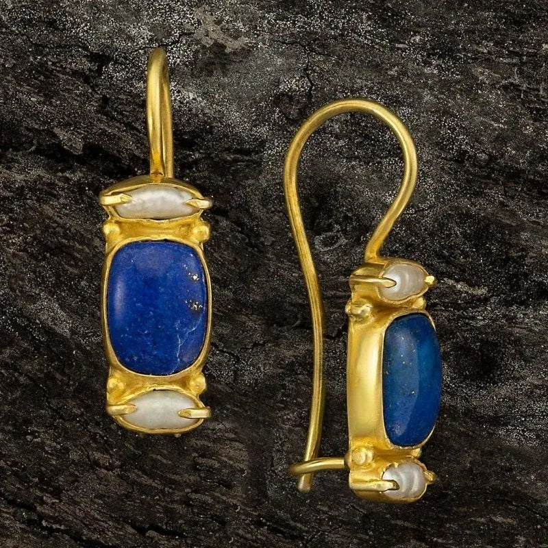 Orecchini vintage in blu e oro