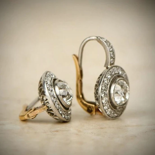 Orecchini Vintage con Cristalli in Oro e Argento