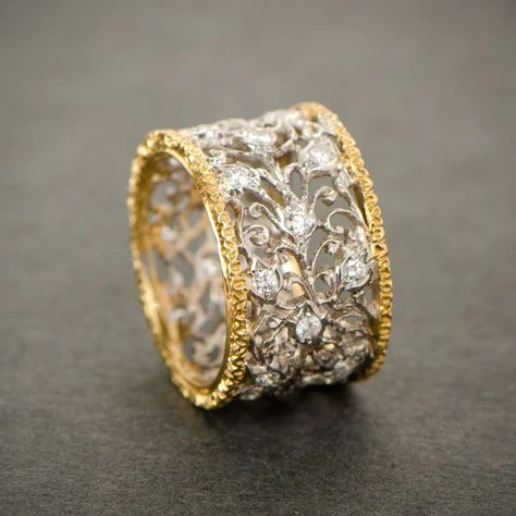 Anello Vintage Edera in Cristallo e Oro