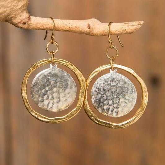 Orecchini Vintage Tondi in Oro e Argento
