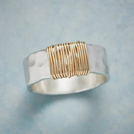 Anello Filo Dorato in Argento Vintage