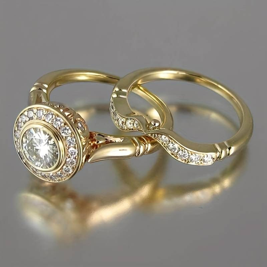 Set di anelli vintage in oro e zirconi