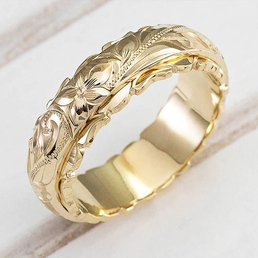 Anello Vintage a Forma di Fiore Dorato