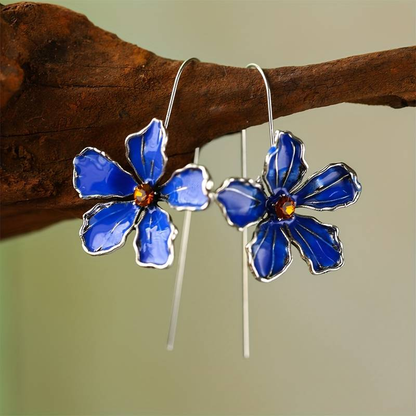 Orecchini vintage fiori blu