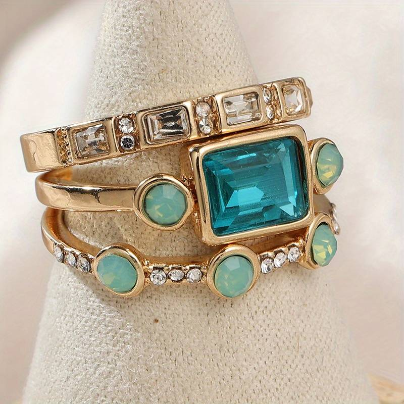 Anello Vintage in Cristallo Blu Placcato Argento