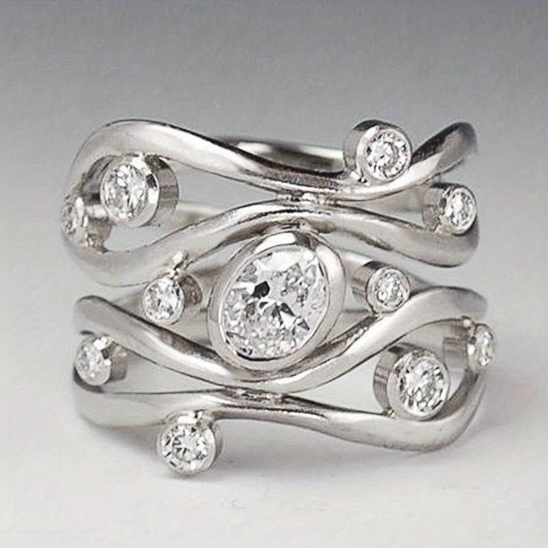 Anello Vintage Irregular Argento e Zirconia