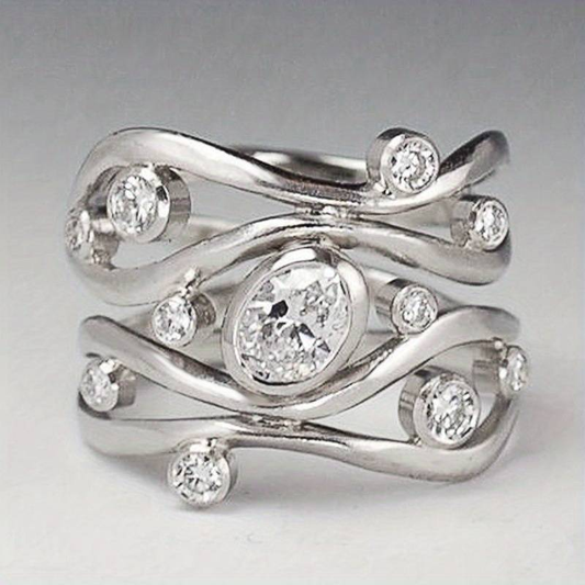 Anello Vintage Irregular Argento e Zirconia