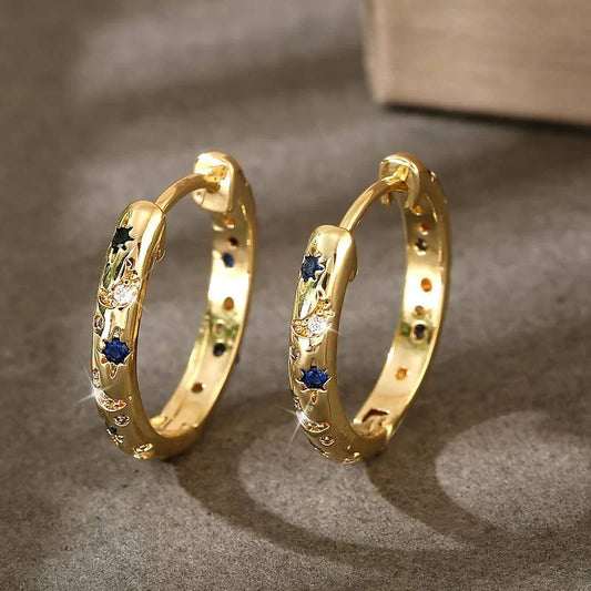 Orecchini Cerchio Dorato Brillante Vintage