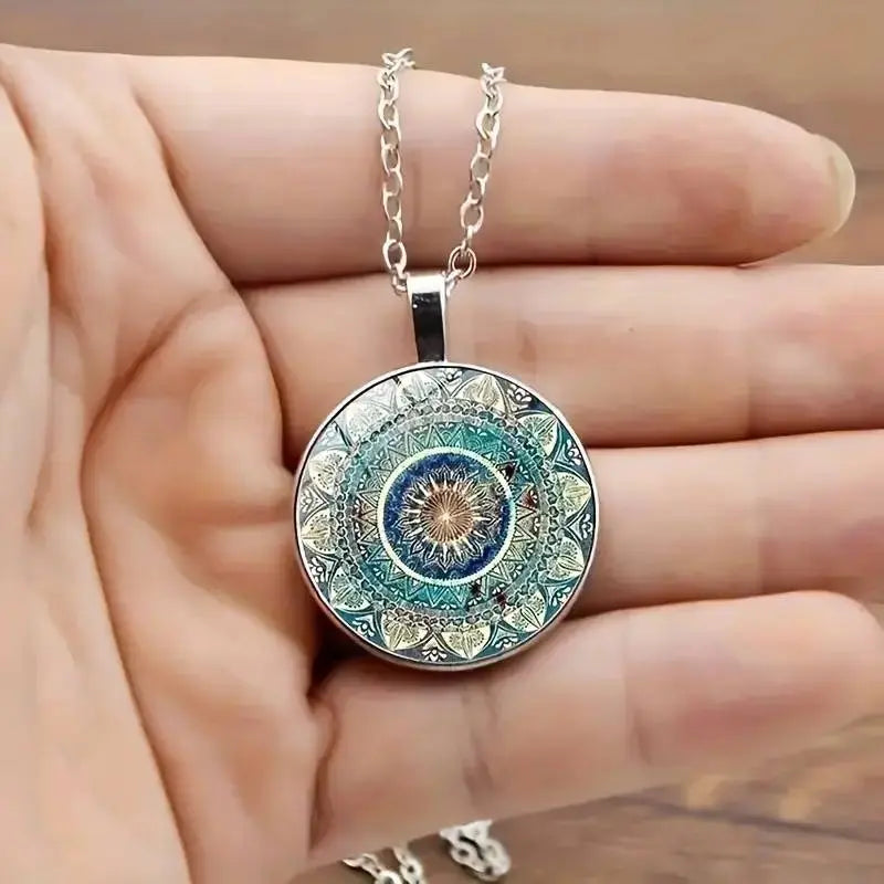 Collana Mandala Blu Rotonda Vintage