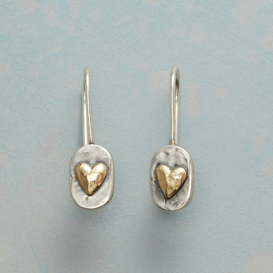 Orecchini vintage con cuore in argento e oro