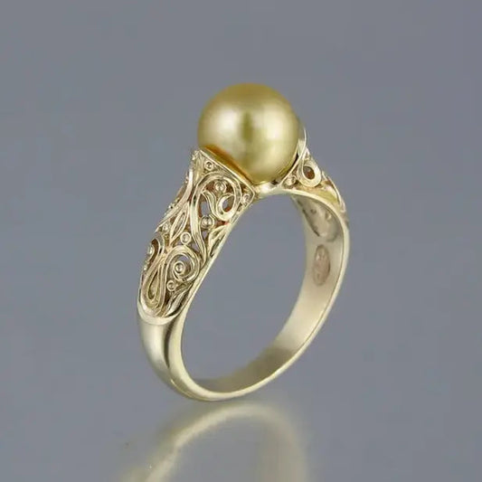 Anello vintage perla dorata