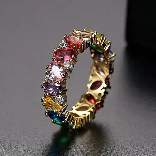 Anello vintage in zircone multicolore